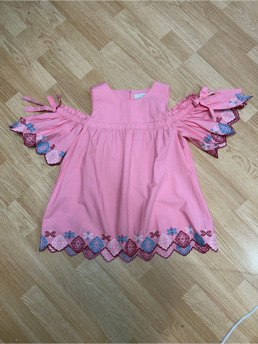 LOFT XS Pink Embroidered Cold Shoulder Top NWT - Picture 6 of 9